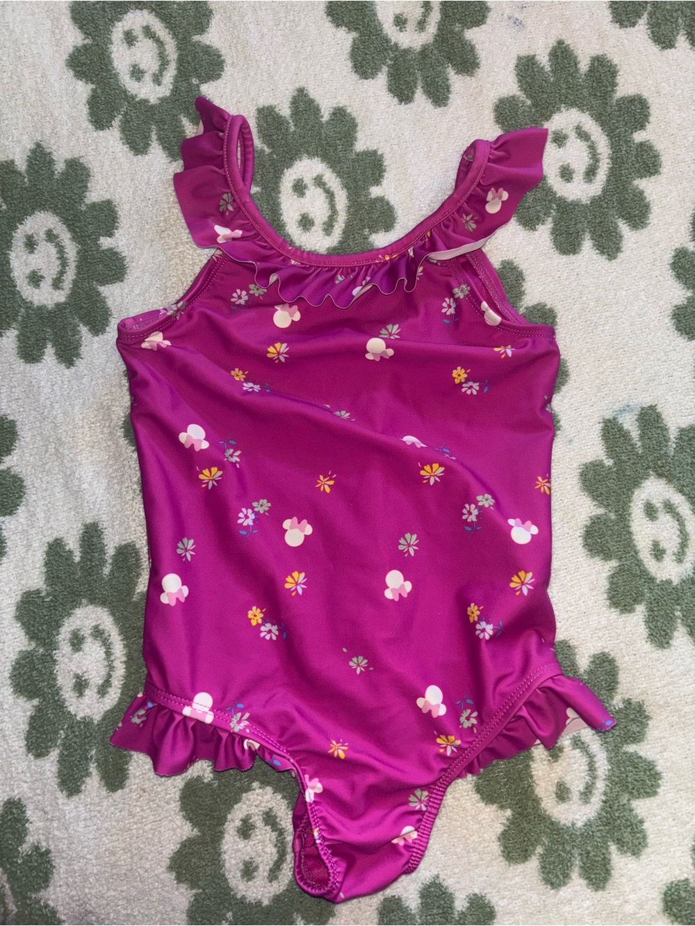 GAP Girls Bright Pink Ruffled One-Piece Swimwear with Disney Print